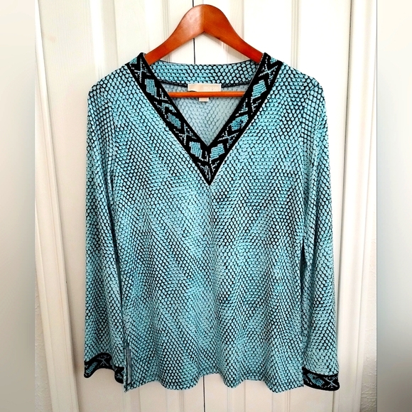 Michael Kors, Snake Print/ Animal Print,,V neck Tunic - Picture 9 of 10